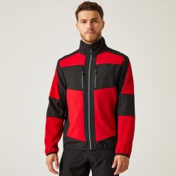 Softshell roboczy hybrydowy unisex E-Volve. Czerwone kurtki softshell Regatta, na lato, m, bez wzorów, z softshellu, bez kaptura. Za 409.99 zł.