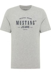 Męski T-Shirt Mustang Style Alex Mid Grey Mélange 1018005 4140. Szare t-shirty Mustang, m, bez wzorów, bez kołnierzyka, bez ramiączek. Za 79.99 zł.