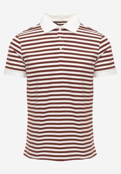 Brązowa Bawełniana Koszulka Polo w Paski w Stylu Casual Elunilla. Brązowe koszulki polo Born2be, l, bez wzorów, z bawełny, bez kołnierzyka, bez ramiączek. Za 69.99 zł.