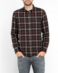 LEE BUTTON DOWN MĘSKA KOSZULA MATERIAŁOWA W KRATĘ PITCH BLACK L880ZFEM 112123518. Czarne koszule Lee, l, bez wzorów, z materiału, bez kołnierzyka, bez ramiączek. Za 129.99 zł.