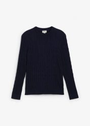 Cienki sweter ze wzorem w warkocze, slim fit. Czerwone swetry nierozpinane bonprix, m, bez wzorów, z bawełny, bez kołnierzyka, bez ramiączek. Za 99.99 zł.