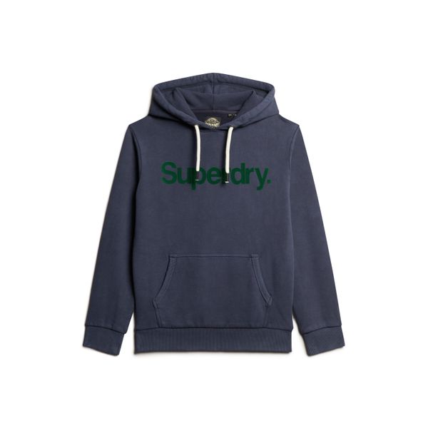 Bluza z kapturem Superdry Classic Core Logo. Niebieskie bluzy z kapturem Superdry, uniwersalny, bez wzorów, z materiału, z kapturem. Za 378.30 zł.