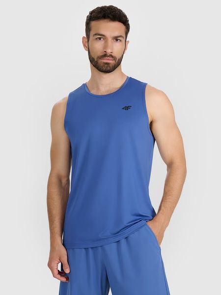 4F Top sportowy w kolorze niebieskim rozmiar: XXL. Niebieskie t-shirty sportowe 4F, bez wzorów, z materiału, bez ramiączek, na fitness i siłownię. Za 38.95 zł.