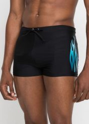 Męskie spodenki kąpielowe. Czarne kąpielówki bonprix, l, bez wzorów. Za 74.99 zł.