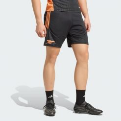 Spodenki treningowe Arsenal FC 26/27 Tiro. Czarne krótkie spodenki sportowe Adidas, m, bez wzorów, z materiału. Za 264.62 zł.