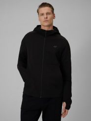 4F Bluza dresowa regular z kapturem męska - czarna L. Czarne bluzy 4F, l, bez wzorów, z dresówki, z kapturem. Za 199.99 zł.