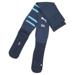 Męskie skarpety RB Leipzig 24/25 z grafiką PUMA Dark Night Bright Aqua Blue. Niebieskie skarpety Puma, bez wzorów. Za 99.00 zł.