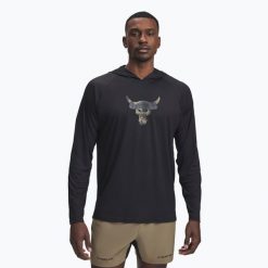 Bluza Under Armour Project Rock Iso-Chill Hoody. Czarne bluzy Under Armour, bez wzorów, bez kaptura. Za 179.99 zł.