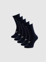 4F Skarpetki długie (5-pack) męskie - granatowe 43-46. Niebieskie skarpety 4F, bez wzorów. Za 69.99 zł.