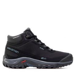 Trekkingi Salomon. Czarne botki sznurowane Salomon, bez wzorów, bez obcasa, bez zapięcia. Za 649.99 zł.
