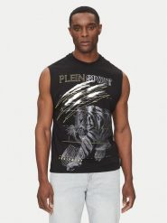 Plein Sport Tank top SAEC MTK8007 STE001N Czarny Regular Fit. Czarne t-shirty sportowe Plein Sport, bez wzorów, z bawełny, bez ramiączek. Za 399.99 zł.