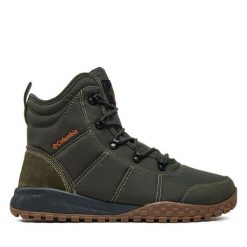 Trekkingi Columbia. Zielone botki sznurowane Columbia, bez wzorów, bez obcasa, bez zapięcia. Za 599.99 zł.