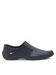Rieker Półbuty 06367-14 Granatowy. Niebieskie eleganckie półbuty Rieker, bez wzorów, ze skóry, bez obcasa, bez zapięcia. Za 249.99 zł.