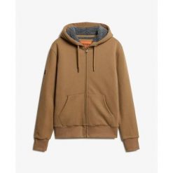 Bluza z kapturem z podszewką Superdry Borg. Brązowe bluzy z kapturem Superdry, m, bez wzorów, z kapturem. W wyprzedaży za 406.70 zł.