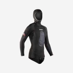 Kurtka do łowiectwa podwodnego męska Subea SPF 900 z neoprenu 5 mm. Czarne kurtki Decathlon, m, bez wzorów, z materiału, bez kaptura. Za 549.99 zł.