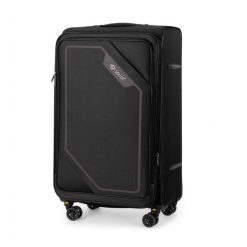 Duża walizka miękka L 26'' Solier SOLIER SOFTFLEX 2240 czarno-brązowa. Brązowe walizki bez wzorów, z materiału, duże. Za 199.00 zł.