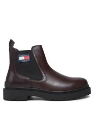 Tommy Jeans Sztyblety Tjm Leather Chelsea Boot EM0EM01448 Brązowy. Brązowe botki sznurowane Tommy Jeans, bez wzorów, z jeansu, bez obcasa, bez zapięcia. Za 749.99 zł.
