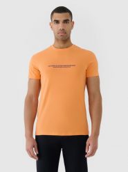 4F T-shirt regular z nadrukiem męski - pomarańczowy XXL. Brązowe t-shirty 4F, m, bez wzorów, z bawełny, bez kołnierzyka, bez ramiączek. W wyprzedaży za 39.99 zł.