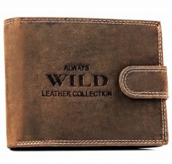 Portfel skórzany Always Wild N992L-CHM-BL j. brązowy. Brązowe portfele Always Wild, bez wzorów, z nubiku. Za 44.99 zł.