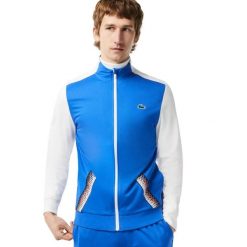 Bluza sportowa męska Lacoste. Niebieskie bluzy bez kaptura LACOSTE, m, bez wzorów, z dresówki, bez kaptura. Za 337.00 zł.