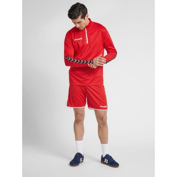 Bluza Hummel demi-zip hmlAUTHENTIC. Czerwone bluzy Hummel, m, bez wzorów, z materiału, bez kaptura. Za 160.00 zł.