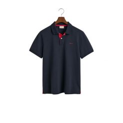 Polo Gant Regular Contrast. Niebieskie koszulki polo GANT, m, bez wzorów, bez kołnierzyka, bez ramiączek. Za 402.50 zł.