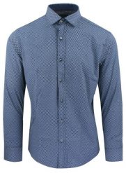 Męska Koszula, Taliowana (Slim Fit) - Rigon - Granat, Wzór. Niebieskie koszule Rigon, m, bez wzorów, z bawełny, bez kołnierzyka, bez ramiączek. Za 139.00 zł.