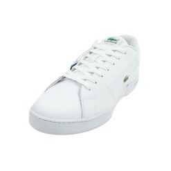 Męskie Skórzane Buty Treningowe Carnaby Cup 125. Białe buty turystyczne LACOSTE, bez wzorów, z gumy, bez zapięcia, trekkingowe. Za 736.99 zł.