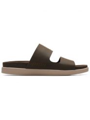 Clarks Skórzane klapki "Sunder Coast" w kolorze oliwkowym rozmiar: 42. Zielone klapki Clarks. Za 140.86 zł.