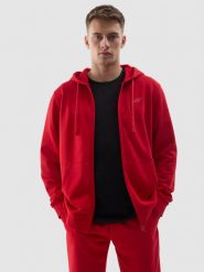 4F Bluza dresowa rozpinana z kapturem męska - ciemna czerwień S. Czerwone bluzy 4F, l, bez wzorów, z bawełny, z kapturem. W wyprzedaży za 119.99 zł.