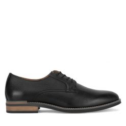 Półbuty Gino Rossi. Czarne eleganckie półbuty Gino Rossi, bez wzorów, bez obcasa, bez zapięcia. Za 239.99 zł.