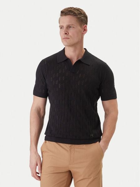 KARL LAGERFELD Polo 655005 562301 Czarny Slim Fit. Czarne koszulki polo KARL LAGERFELD, m, bez wzorów, z bawełny, bez kołnierzyka, bez ramiączek. Za 589.99 zł.