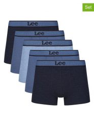 LEE Underwear Bokserki (5 par) "Brand" w kolorze granatowym, niebieskim i błękitnym rozmiar: L. Niebieskie bokserki LEE Underwear, l, bez wzorów. Za 109.78 zł.
