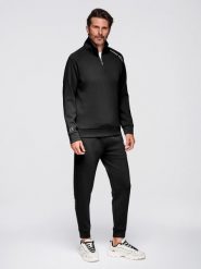Komplet dresowy męski set bluza ze stójką + spodnie joggery - czarny V1 - Rozmiar: L. Czarne bluzy bez kaptura Ombre Clothing, l, bez wzorów, z dresówki, bez kaptura. Za 349.99 zł.
