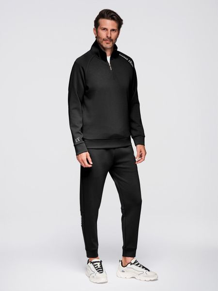 Komplet dresowy męski set bluza ze stójką + spodnie joggery - czarny V1 - Rozmiar: XXL. Czarne bluzy bez kaptura Ombre Clothing, m, bez wzorów, z dresówki, bez kaptura. W wyprzedaży za 244.99 zł.