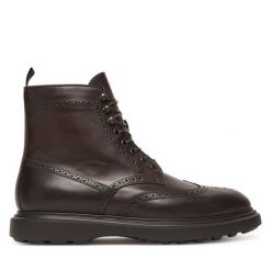 Trzewiki Polo Ralph Lauren. Brązowe botki sznurowane Polo Ralph Lauren, bez wzorów, bez obcasa, bez zapięcia. Za 1,339.00 zł.