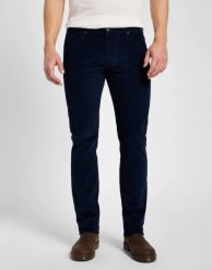 LEE DAREN ZIP FLY MĘSKIE SPODNIE MATERIAŁOWE SZTRUKSOWE RIVET NAVY 112355815 L707008607. Niebieskie spodnie materiałowe Lee, l, bez wzorów, z materiału. Za 199.99 zł.