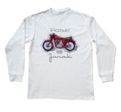 Junak — bluzka z długim rękawem. Białe bluzki z długim rękawem nikiniki, s, bez wzorów, z bawełny, bez kołnierzyka, bez ramiączek. W wyprzedaży za 75.65 zł.