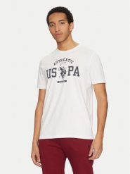 U.S. Polo Assn. T-Shirt MUP4083 Biały Regular Fit. Białe koszulki polo U.S. Polo Assn., m, bez wzorów, z bawełny, bez kołnierzyka, bez ramiączek. Za 59.99 zł.