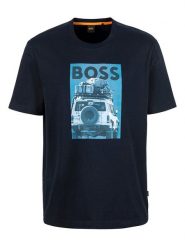 BOSS Orange Koszulka w kolorze granatowym rozmiar: S. Niebieskie bezrękawniki BOSS Orange, s, bez wzorów, z bawełny, bez kołnierzyka, bez ramiączek. Za 175.67 zł.