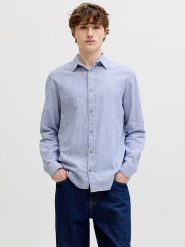 Jack & Jones Koszula "Summer" w kolorze biało-niebieskim rozmiar: L. Białe koszule Jack & Jones, l, bez wzorów, bez kołnierzyka, bez ramiączek. Za 86.99 zł.