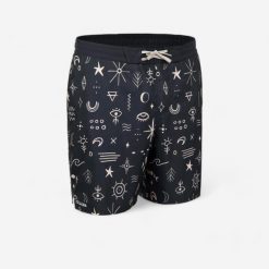 Spodenki surfingowe długie męskie Olaian 100 Symbol. Czarne odzież kąpielowa OLAIAN, m, bez wzorów, z materiału, sportowe. Za 69.99 zł.