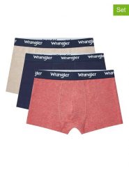 Wrangler Bokserki (3 pary) "Boone" w kolorze granatowym, beżowym i koralowym rozmiar: L. Brązowe bokserki Wrangler, l, bez wzorów. Za 70.24 zł.