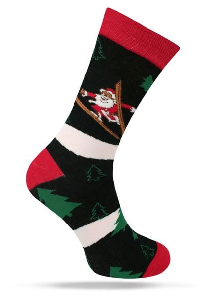 Świąteczne Skarpetki - Alties - Mikołaj na Nartach. Skarpety Alties, bez wzorów, z bawełny. Za 19.90 zł.