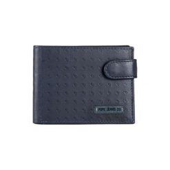 Skórzany portfel w kolorze ciemnoniebieskim - (S)11 x (W)8,5 x (G)1 cm. Niebieskie portfele Pepe Jeans Accessories, bez wzorów, z materiału. W wyprzedaży za 99.95 zł.
