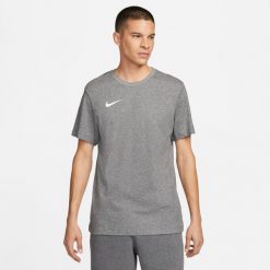 T-shirt sportowy z krótkim rękawem męski Nike Dri-Fit Park 20 Tee. Szare t-shirty sportowe Nike, bez wzorów, z bawełny, bez ramiączek, na fitness i siłownię. Za 99.99 zł.