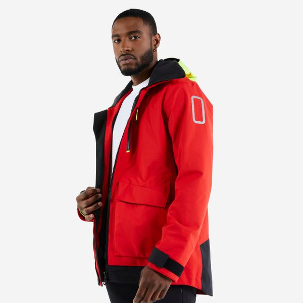 Kurtka żeglarska męska Tribord Sailing 500. Czarne kurtki Decathlon, l, bez wzorów, z materiału, bez kaptura. Za 529.99 zł.