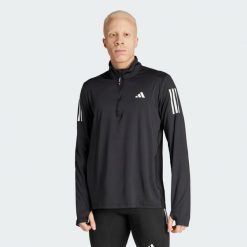 Kurtka Own the Run Half-Zip. Czarne kurtki Adidas, xl, bez wzorów, z materiału, bez kaptura. W wyprzedaży za 170.82 zł.