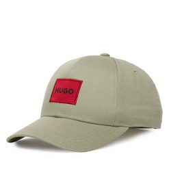 Czapka z daszkiem HUGO. Zielone czapki z daszkiem Hugo, bez wzorów. Za 199.99 zł.