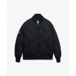 Kurtka puchowa Superdry Diamond. Niebieskie kurtki Superdry, l, bez wzorów, z puchu, z kapturem. Za 656.15 zł.